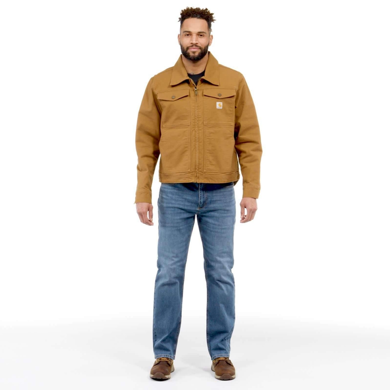 Kurtki Carhartt Rugged Flex® Relaxed Fit Duck Męskie Brązowe | CWH-561834