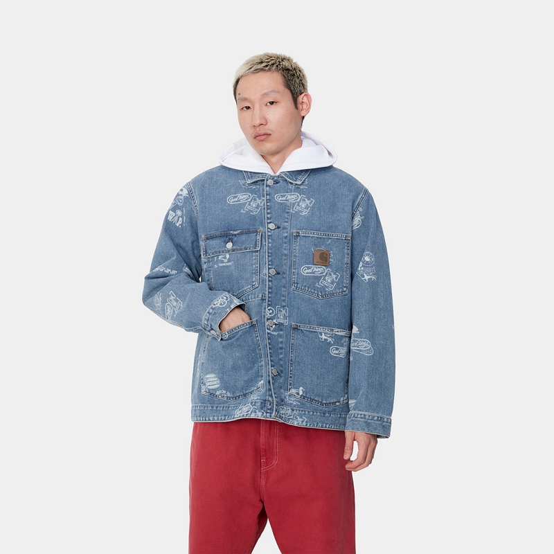 Kurtki Carhartt Stamp Męskie Niebieskie | MAL-703246