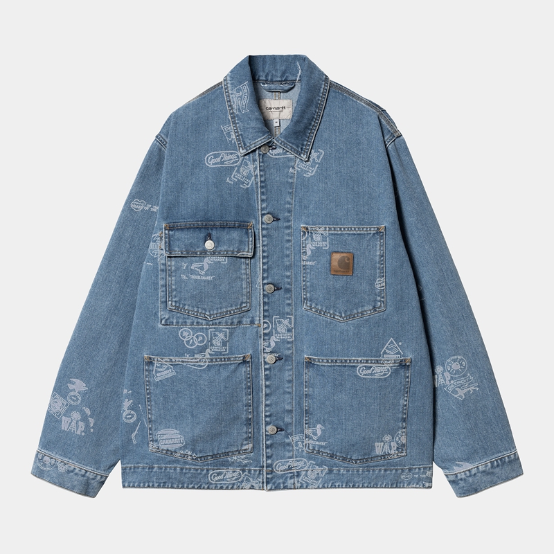 Kurtki Carhartt Stamp Męskie Niebieskie | MAL-703246