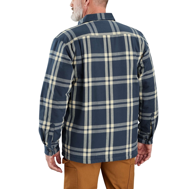 Kurtki Koszulowe Carhartt Relaxed Fit Flannel Sherpa-Lined Męskie Ciemny Niebieskie | BRE-587624