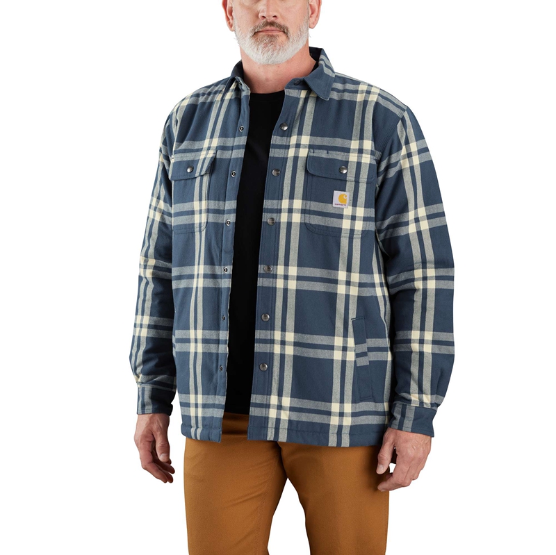 Kurtki Koszulowe Carhartt Relaxed Fit Flannel Sherpa-Lined Męskie Ciemny Niebieskie | BRE-587624