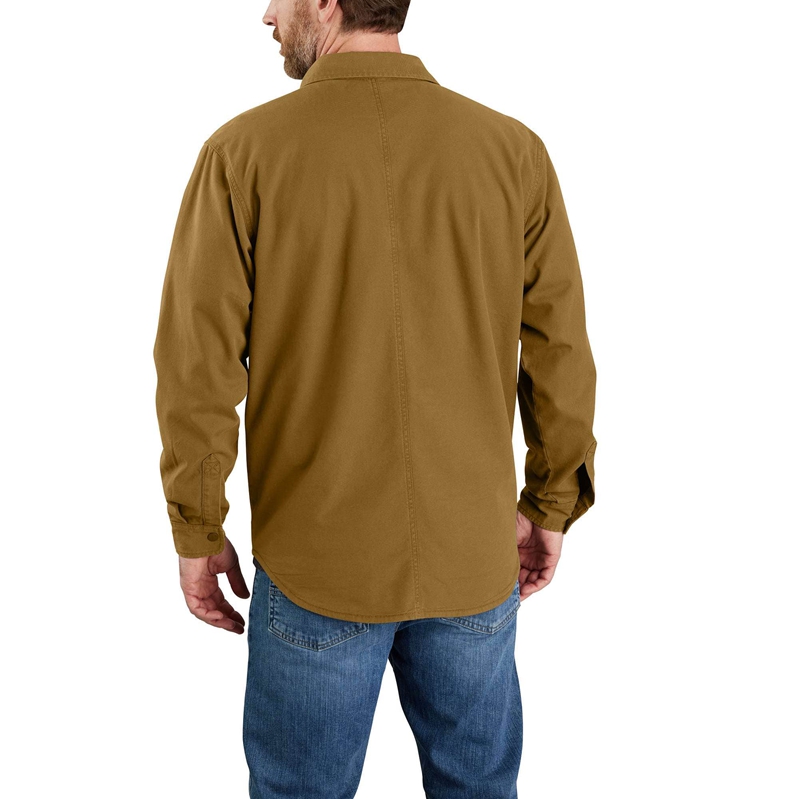 Kurtki Koszulowe Carhartt Rugged Flex® Relaxed Fit Canvas Fleece-Lined Męskie Zielone | CZK-852309