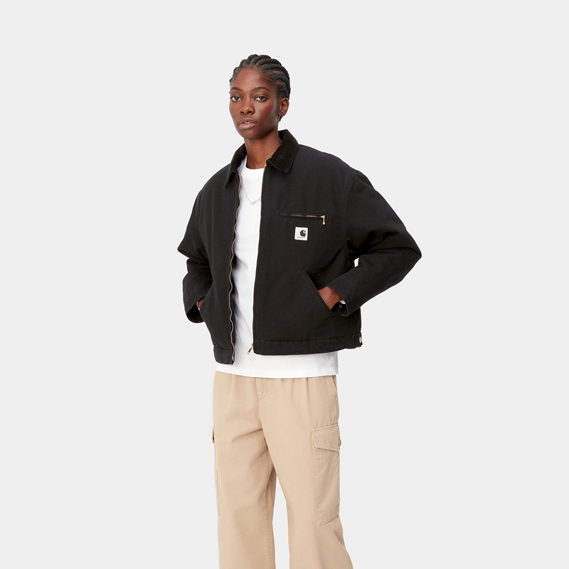 Kurtki Zimowe Carhartt OG Detroit Damskie Czarne | GUD-805432