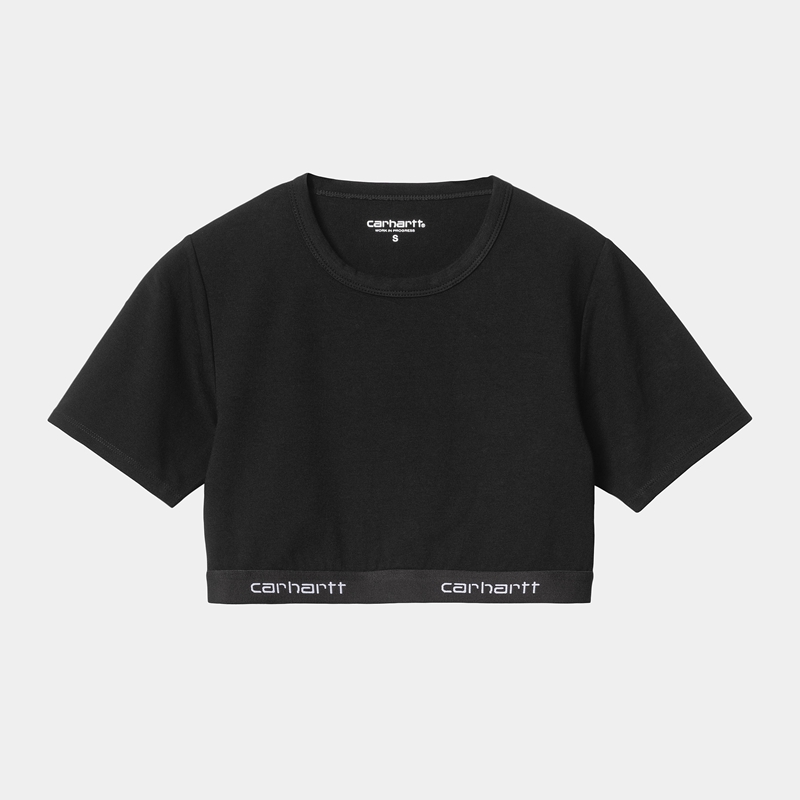 Najfatalniejszy Carhartt Script Crop Damskie Czarne | KXJ-542193