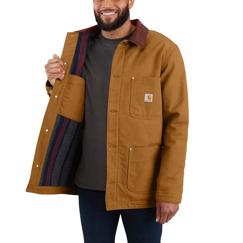 Płaszcze Carhartt Loose Fit Firm Duck Blanket-Lined Chore Męskie Brązowe | AFV-058176