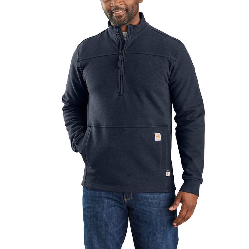 Pulower Carhartt Flame-Resistant Rain Defender® Relaxed Fit Mock-Neck Fleece Męskie Granatowe | GMY-187604