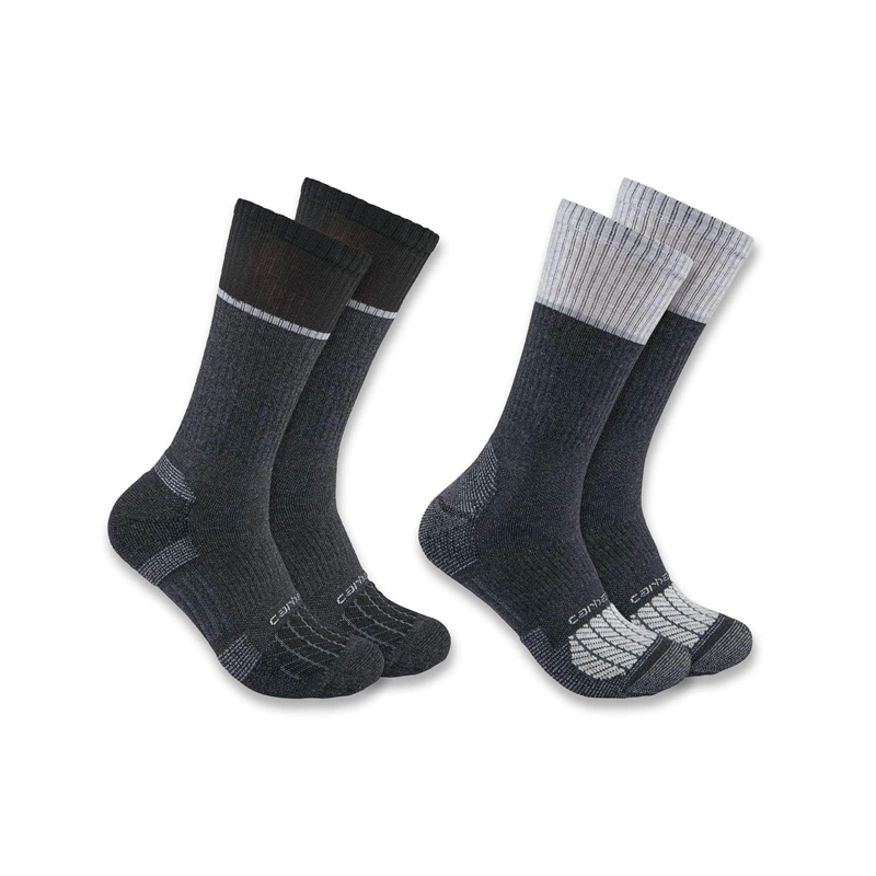 Socks Carhartt Force® Midweight Steel Toe Crew 2-Pack Męskie Szare | QXA-693814