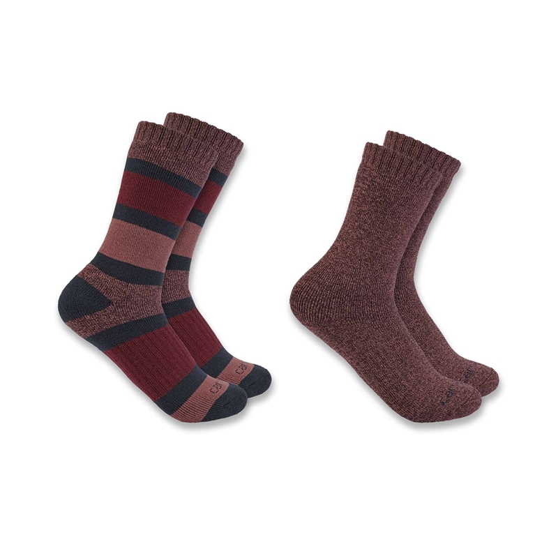 Socks Carhartt Heavyweight Crew 2-Pack Damskie Bordowe | KQC-915846