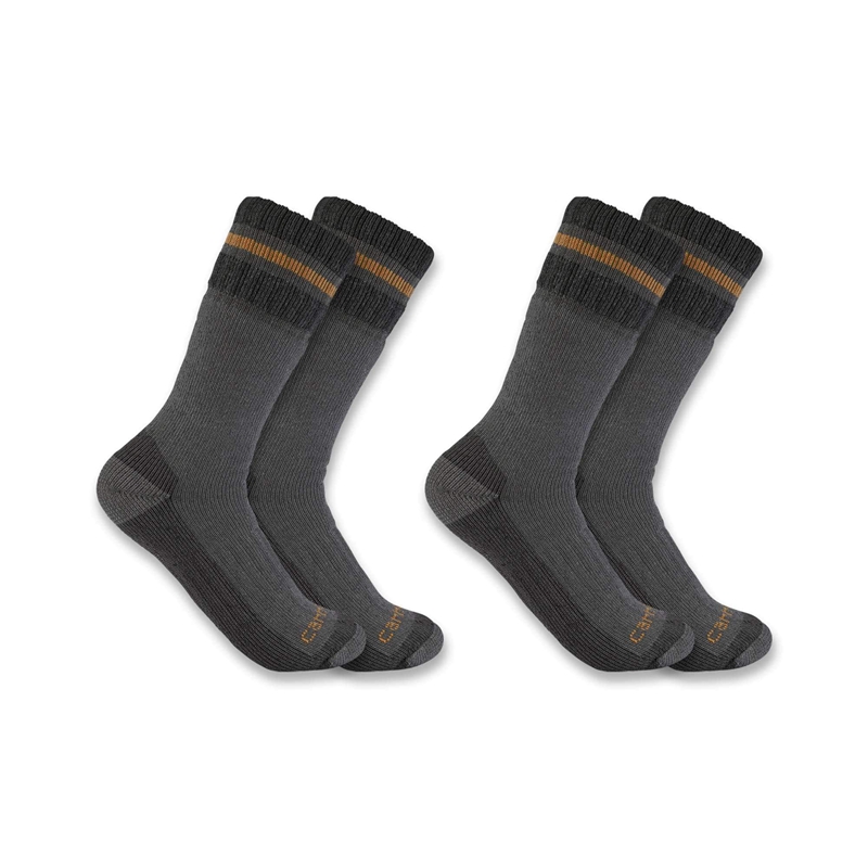 Socks Carhartt Heavyweight Synthetic-Wool Blend Boot 2-Pack Męskie Ciemny Szare | EAG-528176