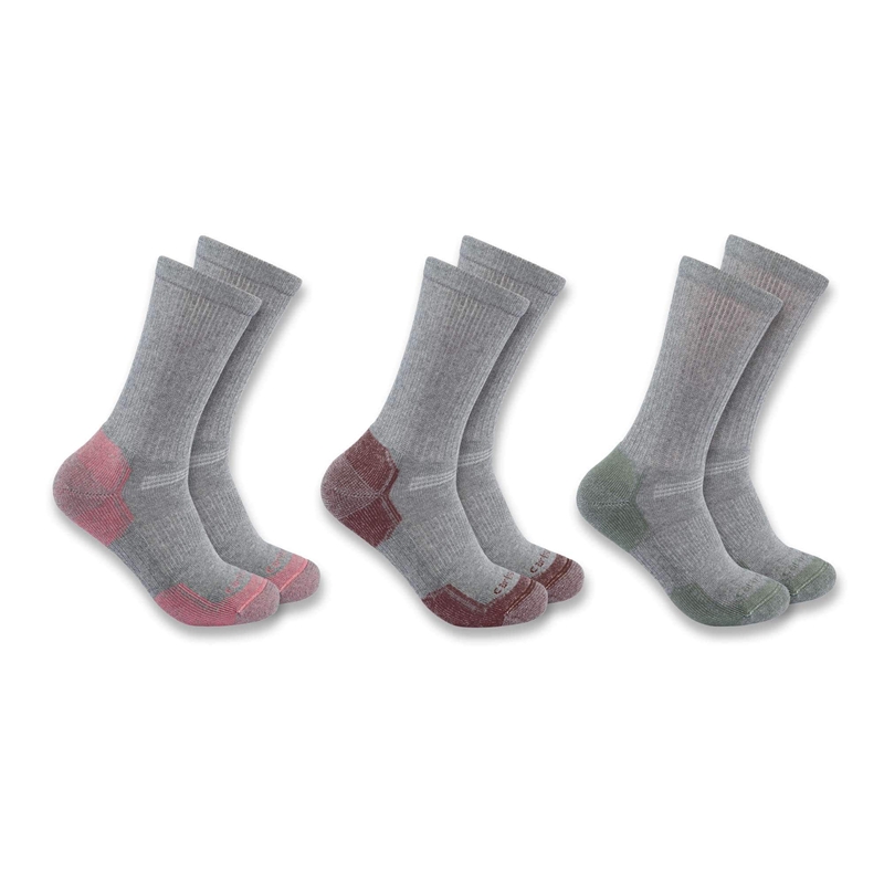 Socks Carhartt Midweight Cotton Blend Crew 3 Pack Damskie Szare | AQT-823654