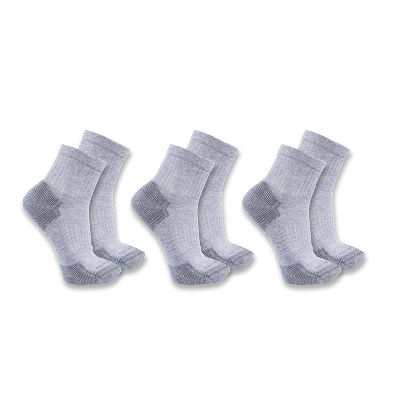 Socks Carhartt Midweight Cotton Blend Quarter 3-Pack Męskie Szare | DLC-634081