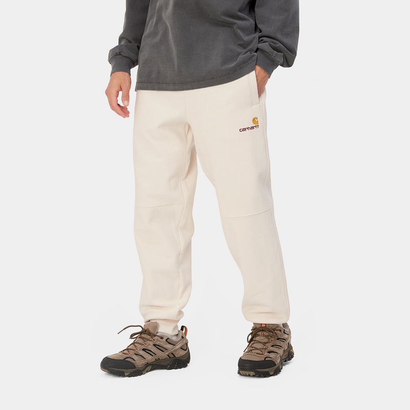 Spodnie Carhartt American Script Jogging Męskie Kremowe | FDP-328546