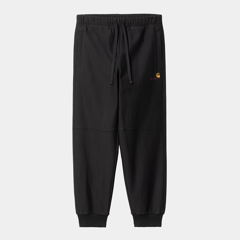 Spodnie Carhartt American Script Jogging Męskie Czarne | UFZ-642305