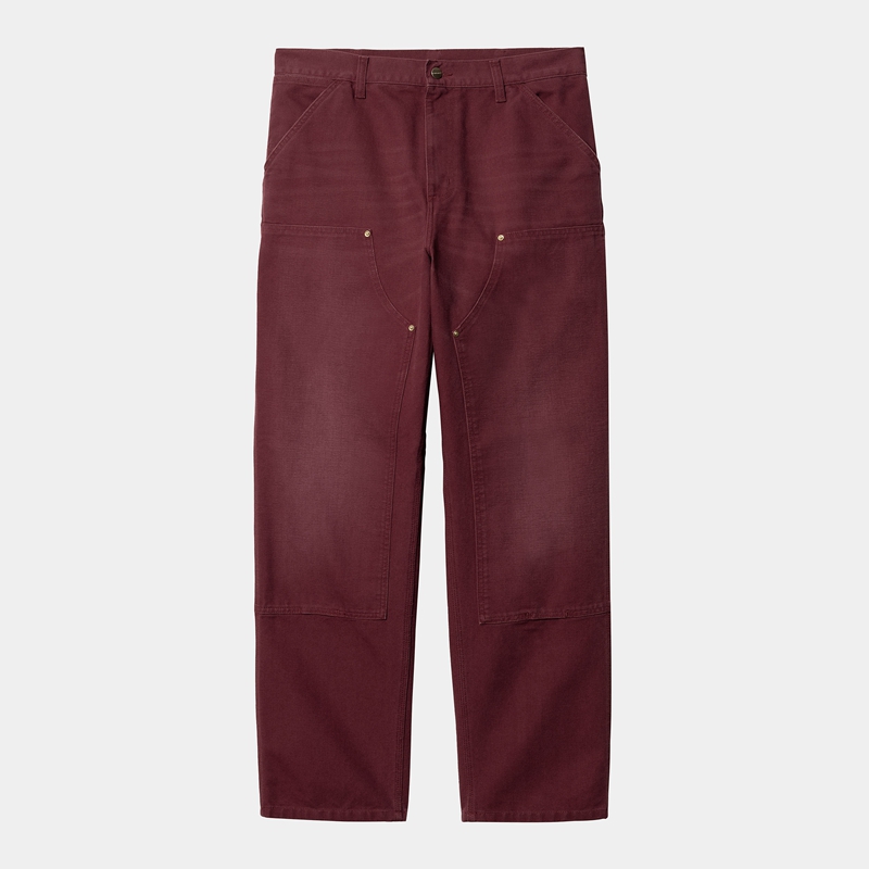 Spodnie Carhartt Double Knee Męskie Bordowe | CQG-941853